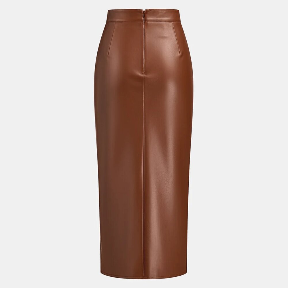 Commense Brown Pencil Skirt - Picture 2 of 6